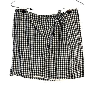 Madewell Gingham Cottagecore Wrap Mini Skirt Black and White EUC small 4